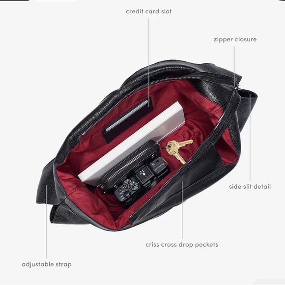 NWT, Hammitt Tom Zip Hobo Bag & 110 North Wallet in Black/Gunmetal - Picture 5 of 10